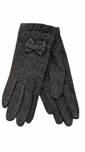GREY GLOVES WITH BOW
