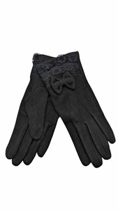 BLACK GLOVES WITH BOW