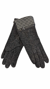 GREY GLOVES WITH HOUNDS TOOTH  DETAIL