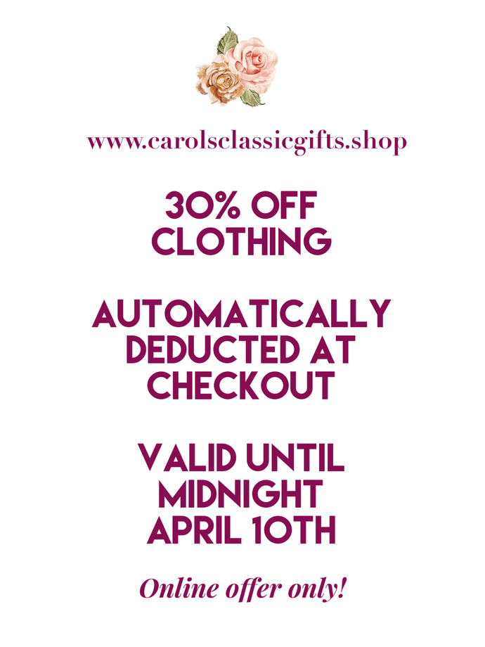 30% OFF CLOTHING SALE