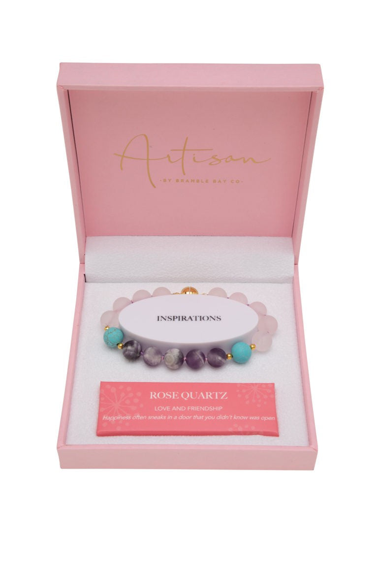TRICOLOUR BRACELET MATTE RQ,TURQ, AMETHYST