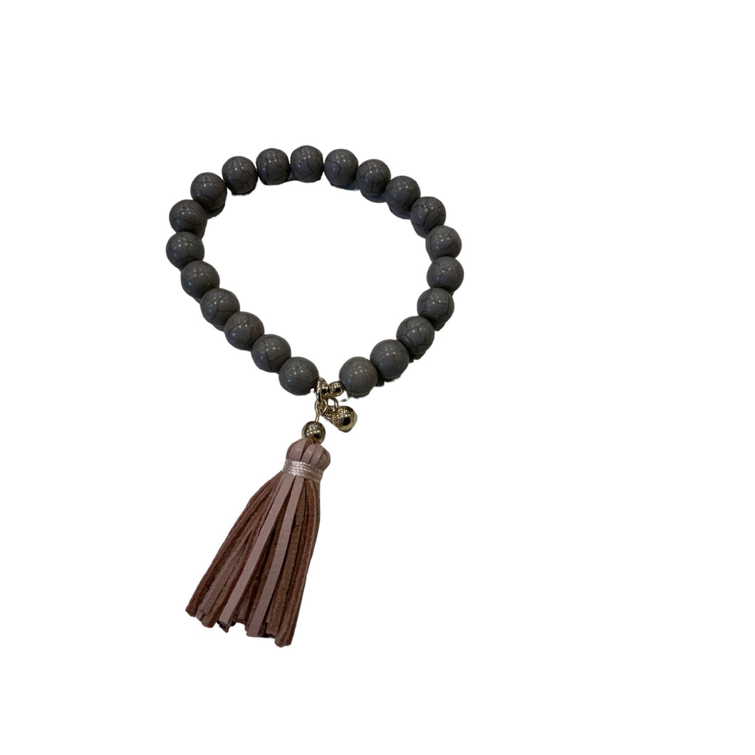 LEATHER TASSEL STONE BRACELET