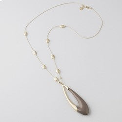 GOLD NECKLACE WITH TAUPE PENDANT