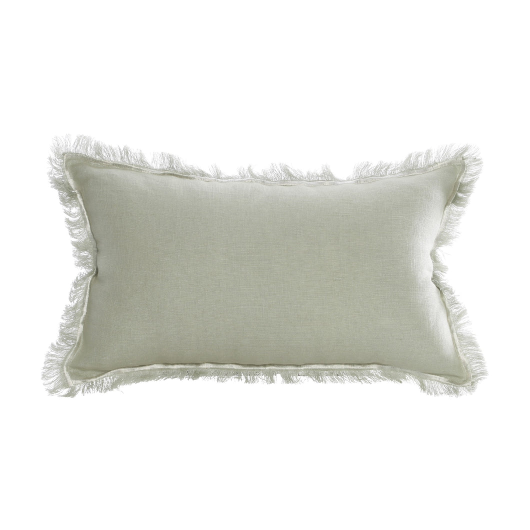 CUSHION GREEN OBLONG WITH FRINGE