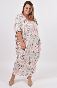 MAXI MIRACLE DRESS IN PINK PALM