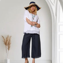 WIDE LEG PANTS [Sz:M COL:NAVY BLUE]