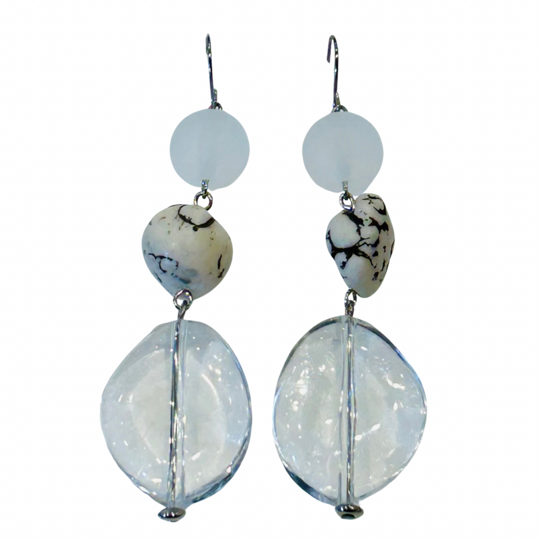 CLEAR GLASS STONE EARRINGS 