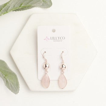 ROSE GOLD PINK STONE EARRINGS