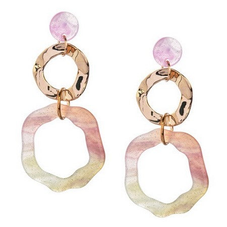 RESIN METAL RING DROP EARRINGS