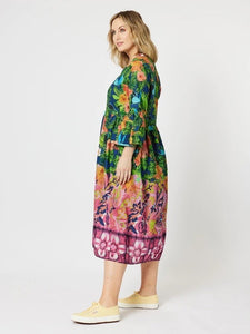 TROPICAL COTTON PRINT DRESS [Sz:M (12) COL:FLORAL]