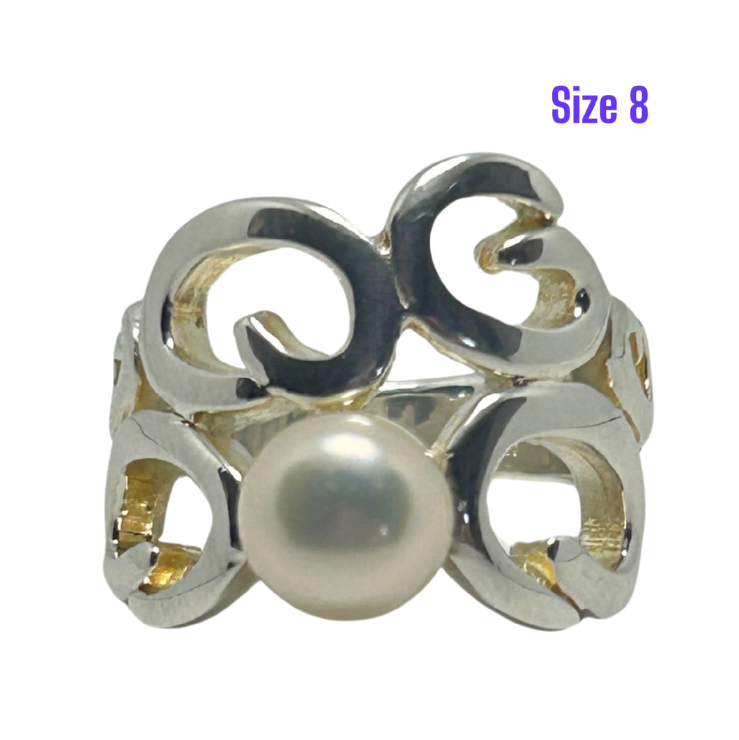 FRESHWATER PEARL SS RING 8