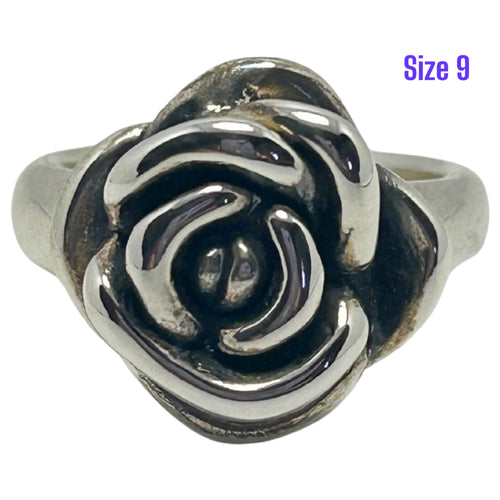 ROSE RING STERLING SILVER SIZE 9