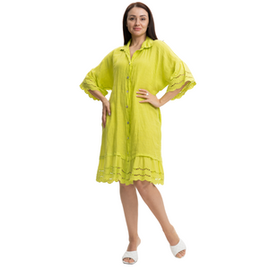 ITALIAN LINEN DRESS [Sz:L/XL (12-16) COL:ACIDO]