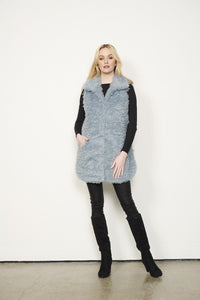 SHERPA FAUX FUR VEST [Sz:M COL:BABY BLUE]