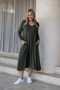 T/SHIRT DRESS LONG SLEEVE [Sz:S/M COL:PINE]