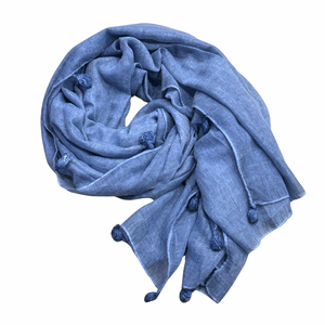 TASSEL SCARF DENIM