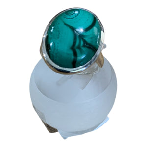 MALACHITE STERLING SILVER RING SIZE 9