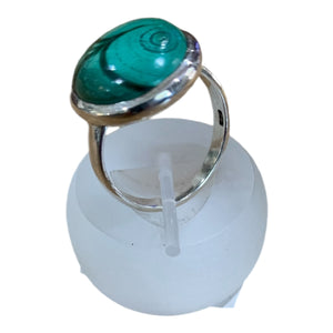 MALACHITE STERLING SILVER RING SIZE 9