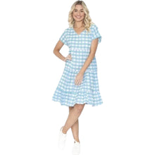 JASMINE GINGHAM DRESS [Sz:12 COL:AQUA MULTI]