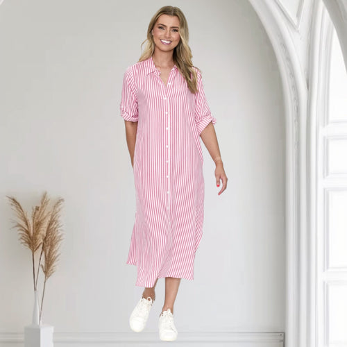 SOFIA SHIRT DRESS [Sz:12 COL:PINK STRIPE]