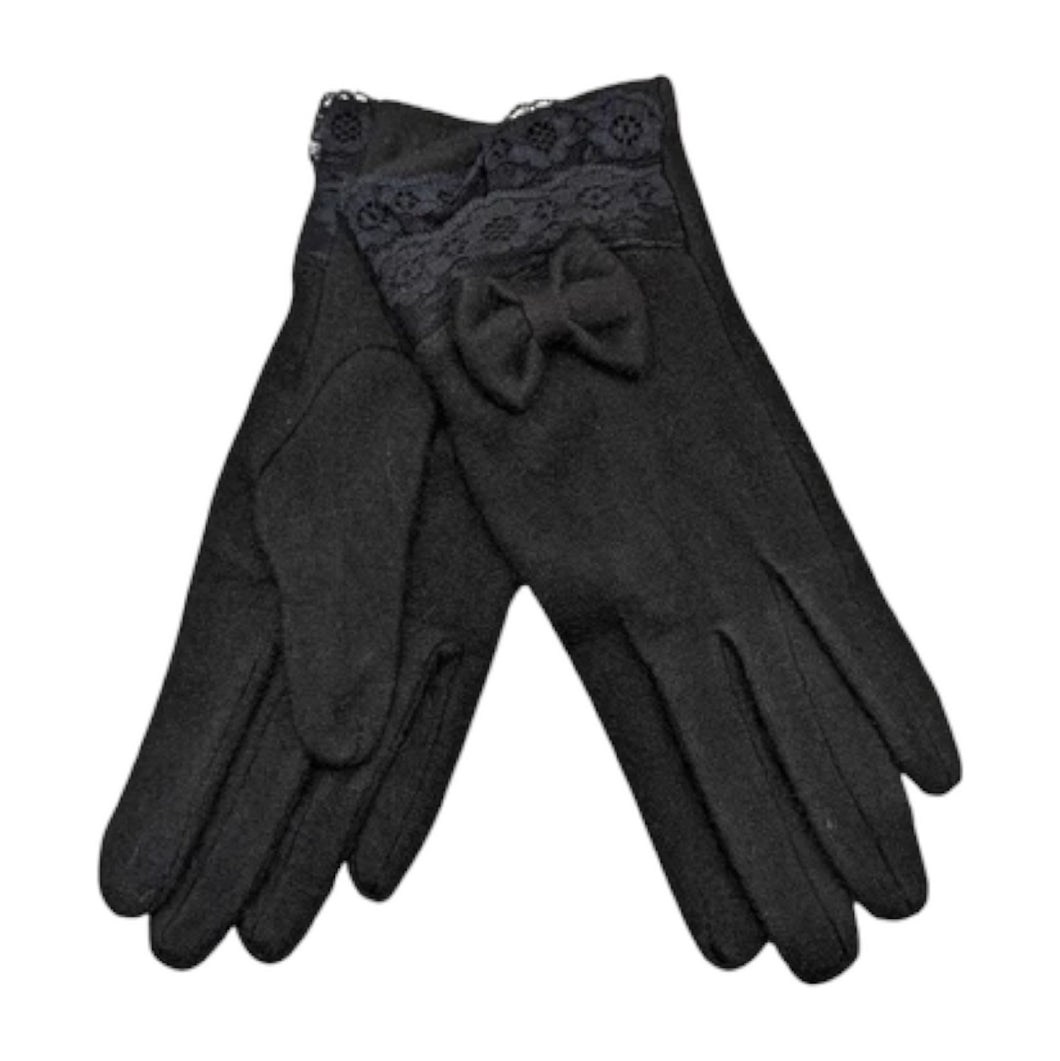 BLACK GLOVES WITH BOW