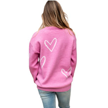 HEART FLUFFY KNIT JUMPER [Sz:S/M COL:PINK]