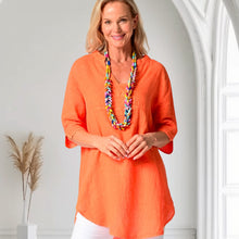 MARIGOLD LINEN TOP [Sz:M-L COL:SUNSET ORANGE]