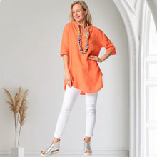 MARIGOLD LINEN TOP [Sz:M-L COL:SUNSET ORANGE]