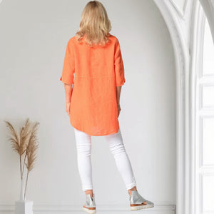 MARIGOLD LINEN TOP [Sz:M-L COL:SUNSET ORANGE]