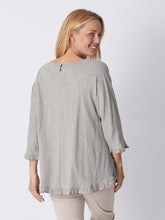 RUFFLE 3/4 SLEEVE TOP [Sz:18 COL:GREY]