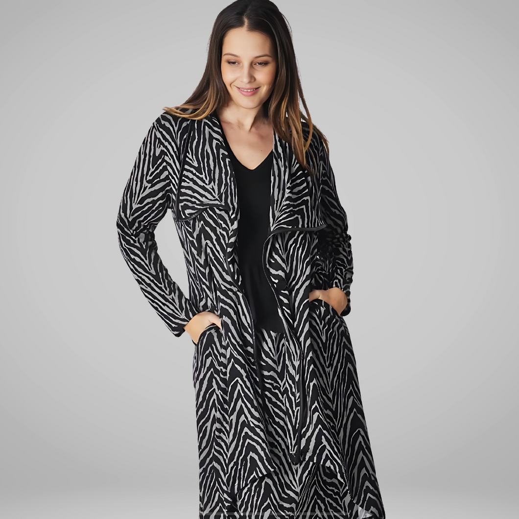 ZEBRA DUSTER COATIGAN [Sz:12 COL:GREY/BLACK]