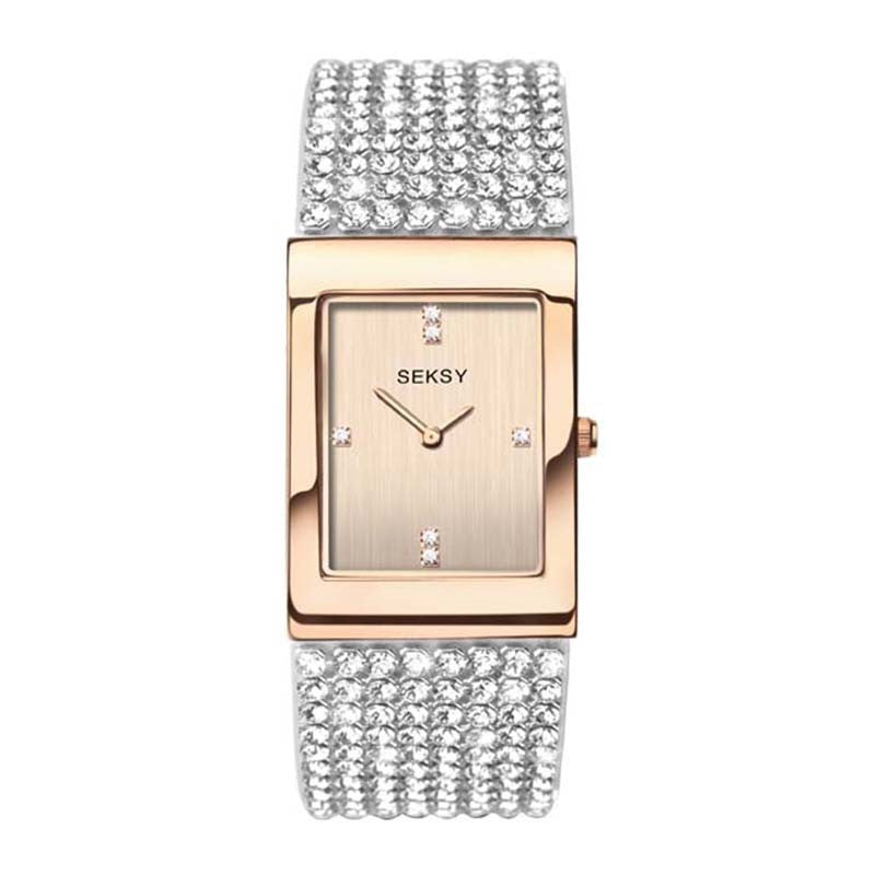 SQUARE ROSE GOLD WATCH MESH