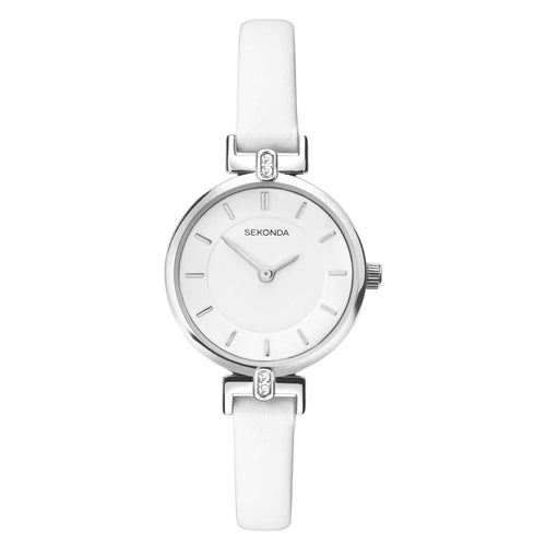 SILVER WATCH WITH WHITE DIAL/ STRAP       