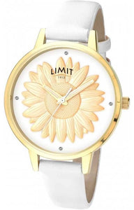 GOLD 3D SUNFLOWER WATCH WHITE BAND