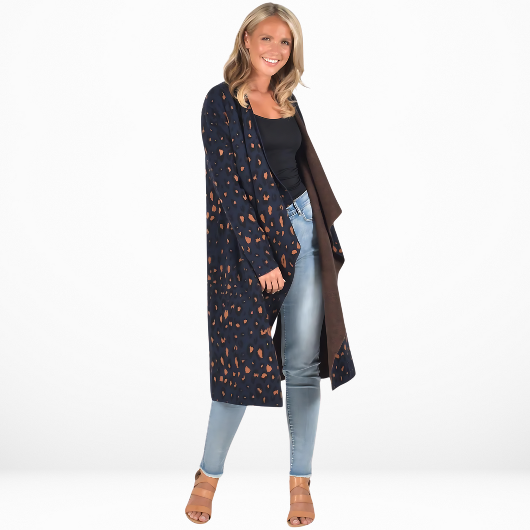 FLYAWAY CARDIGAN [Sz:FREE COL:NAVY LEOPARD]