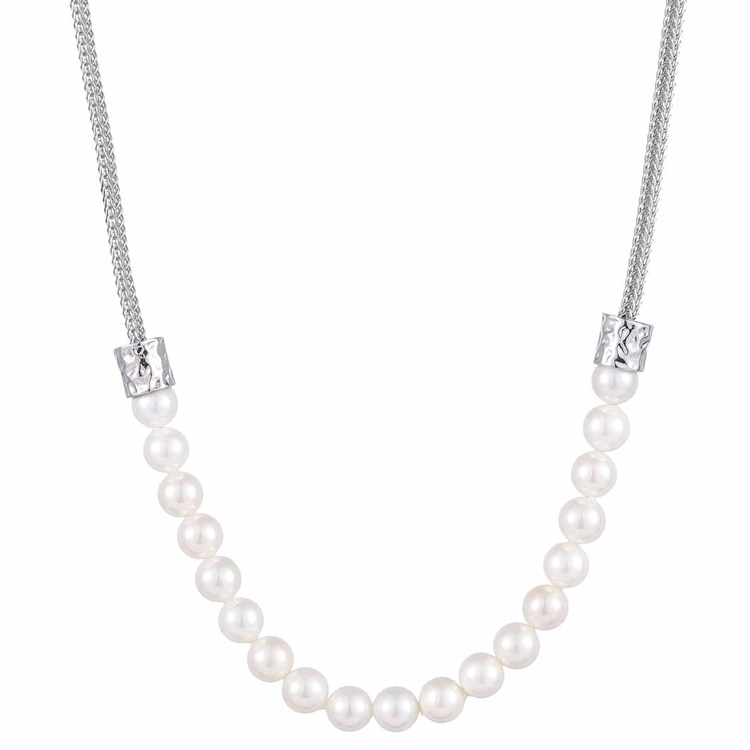 SILVER PEARL & METAL NECKLACE