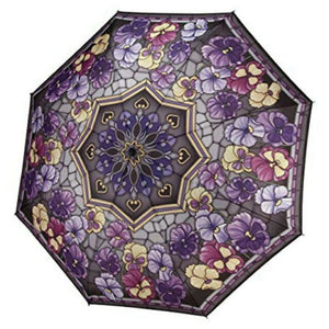STAINED GLASS PANSIES FOLDING UMBRELLA
