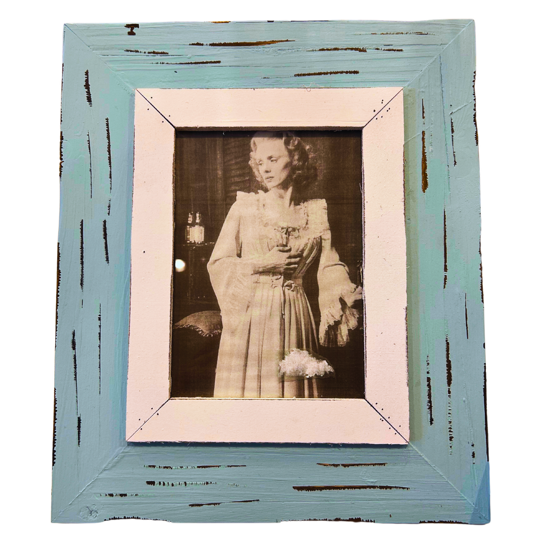 BLUE WOODEN PHOTO FRAME 