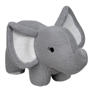 KNITTED ELEPHANT RATTLE GREY 22CM 