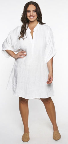 INDIANA LINEN DRESS WHITE [Sz:M COL:WHITE]