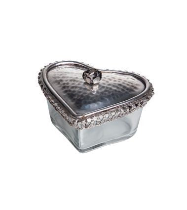 GLASS HEART BOX WITH ROSE