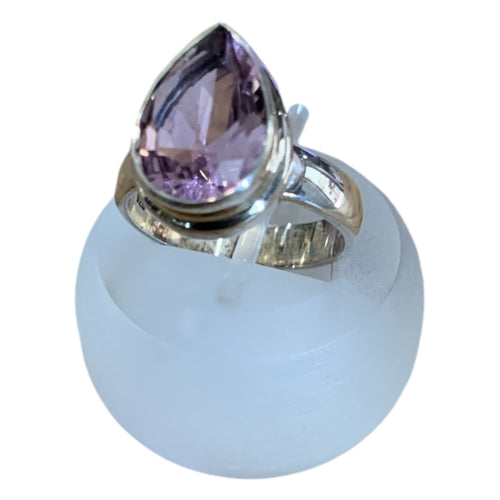 PINK QUARTZ TEARDROP S/S RING