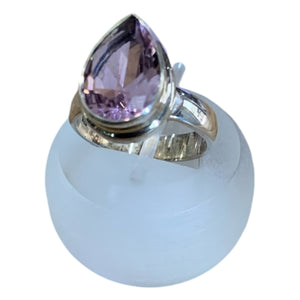 PINK QUARTZ TEARDROP S/S RING