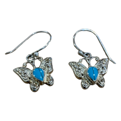 BUTTERFLY S/S EARRINGS W/JADE STONE