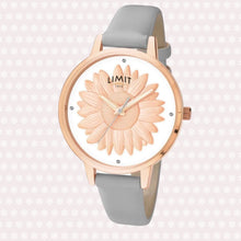 ROSE GOLD 3D SUNFLOWER WATCH WITH GREY STRAP