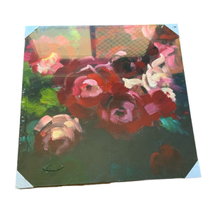 OIL PAINTING RED FLOWER HIGH GLOSS