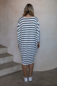 MIRACLE DRESS IN PISTCHIO STRIPE